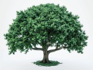 oak tree, green leaves on white background