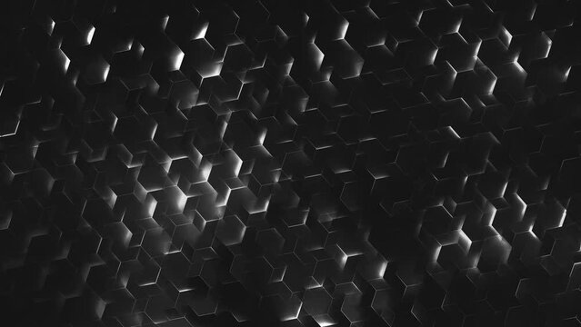 Glowing Edges in the Dark. Geometric pattern with white edges on a black background. Looped video.