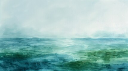 green blue ocean white sky draw hazy fog laure view zoomed out liquid big overcast calming young lossless
