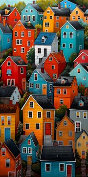city lot houses hillside wooden notan rich masterful