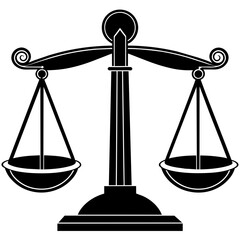 Modern weight balance scale silhouette on a solid white background