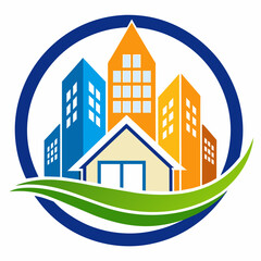 Real estate agency logo icon vector silhouette 