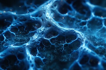 A dynamic blue neural network visualization on a dark background, symbolizing brain activity, connection, and neurological research