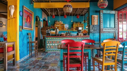Colorful Mexican Market-inspired Dining Area

