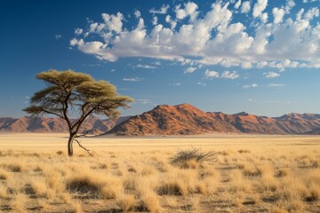 Rugged African desert landscape. Travel nature. Generate Ai