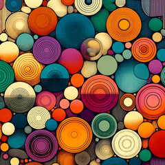 Vibrant circles pattern with a mesmerizing blend of colors and textures