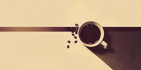 a cup of coffee, a poster background image of a coffee cup, coffee beans