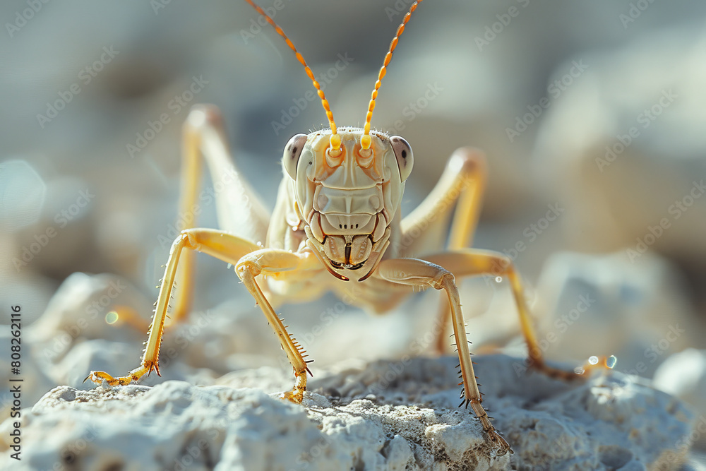 Poster an insect with legs that can drill into the ground, allowing it to hide from predators and survive i