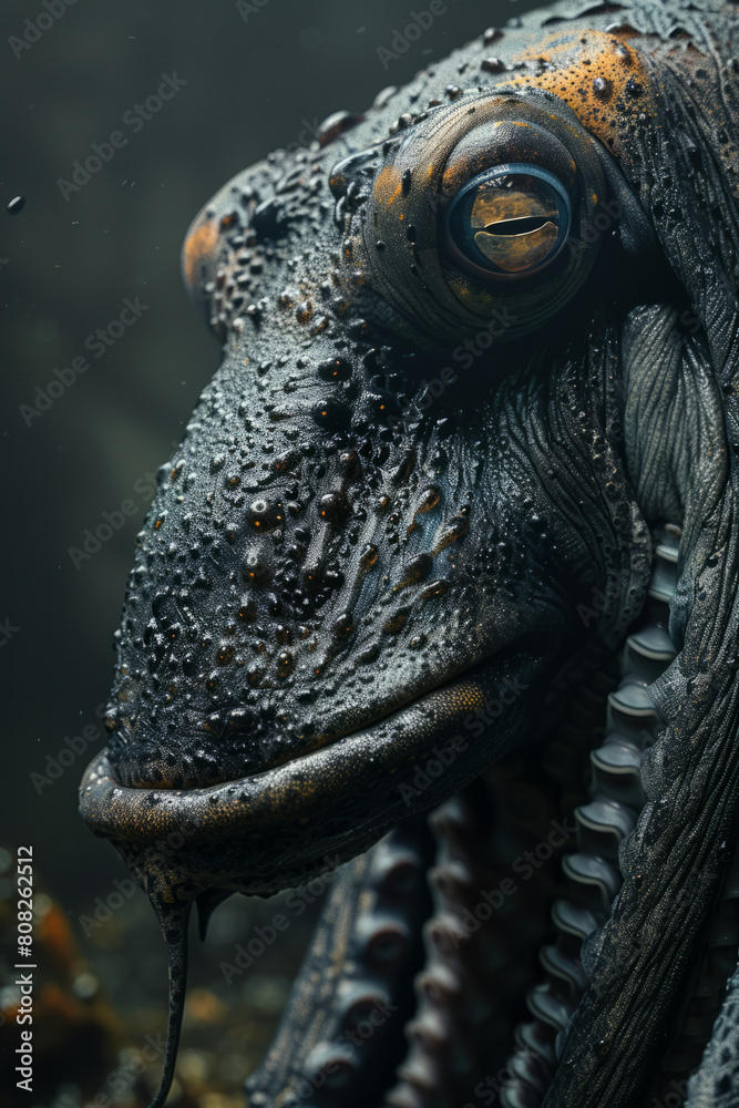 Poster a creature with a body that can withstand extreme pressures, adapted to live in the deep trenches of