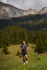 Trail runner man in a race - 808263937