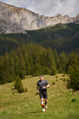 Trail runner man in a race - 808263940