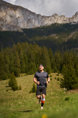 Trail runner man in a race - 808263979
