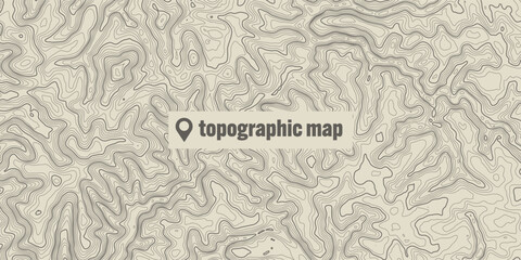 Topographic map with contour lines. Geographic terrain grid, relief height elevation. Ground path pattern. Travel and navigation, cartography design element. Vector illustration