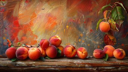 Ripe apricots with vibrant colors on rustic wood