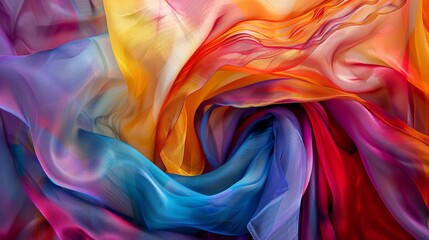 Obraz premium Abstract background of multicolored wavy silk or satin texture