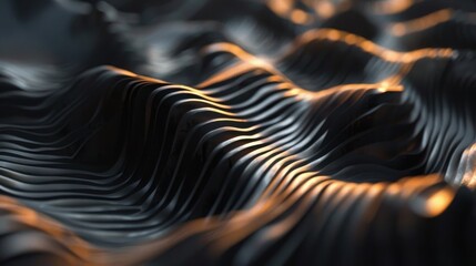 Abstract wavy metal surface. Futuristic background with dynamic waves