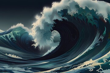 great wave image of ocean hd wallpapers. AI Generative AI generated
