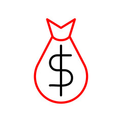 Money Bag  Vector Line Two Color Icon