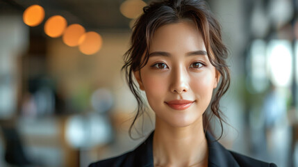 Smiling Woman in Black Jacket