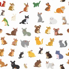 Fototapeta premium logo background design, small animals, white background, tileable