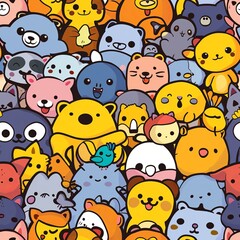 a lot of very little cute ANIMALS sticker background