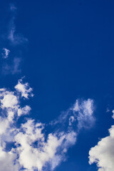 saturated blue sky with partial clound coverage for backgrounds and textures