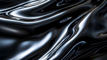 Shiny silver and black liquid metal texture for web promotion backdrop. Concept Liquid Metal...