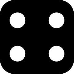 Game dice icon of monochrome dice. Dice in a simple flat design .Dice realistic white cubes with random numbers of black dots or pips. Black dice vector isolated on transparent background.