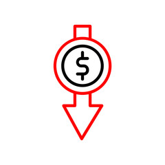 Decline  Vector Line Two Color Icon