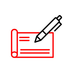 Cheque  Vector Line Two Color Icon