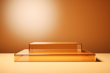 3D Antique Topaz Podium on Light Antique Topaz Background: Minimalistic Design in High-Resolution Photography
