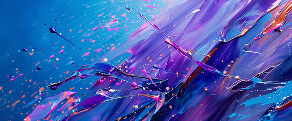 Ribbons of electric blue and pulsating purple colliding in a cosmic collision of color, igniting the imagination.