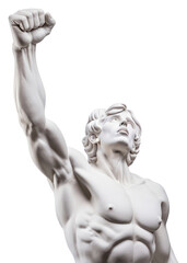 PNG Greek sculpture women hand fist up statue art white background.