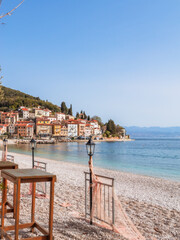 Moscenicka draga, Istria, Croatia. Beautiful seascape, tourism, the coast of a historical city, clean climate, healthy lifestyle.