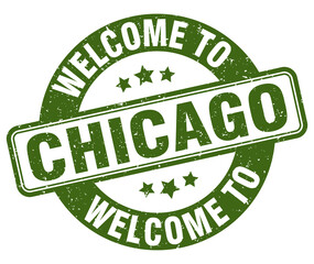 Welcome to Chicago stamp. Chicago round sign