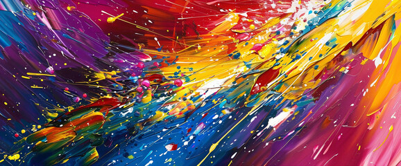 Vibrant streaks of color streak across the canvas, creating a dynamic display of movement and energy that invigorates the scene with its electrifying presence.