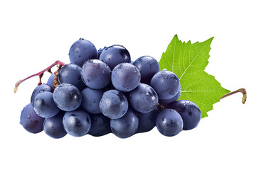 Fototapeta premium Fresh Blue Grapes Bunch Isolated on White Background, Close-up Shot. On transparent background