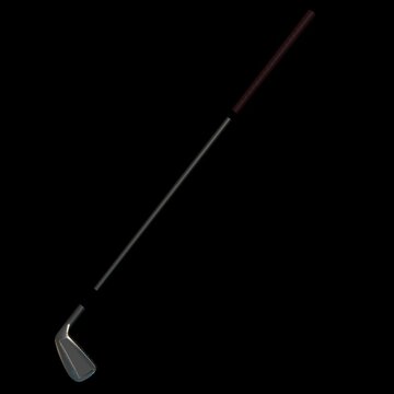 Rotating 3d golf stck on transparent alpha background - seamless loop