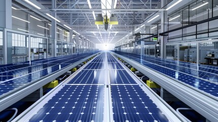 Naklejka premium Solar Panel Assembly Line with Smart Sensor Integration
