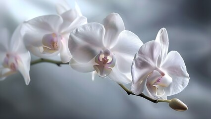 Highresolution 8K photo showcasing detailed white orchid in full bloom. Concept White Orchid, 8K Resolution, Full Bloom, Detailed Close-up, Macro Photography