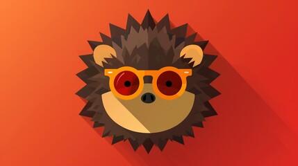   Hedgehog in sunglasses under a long shadow