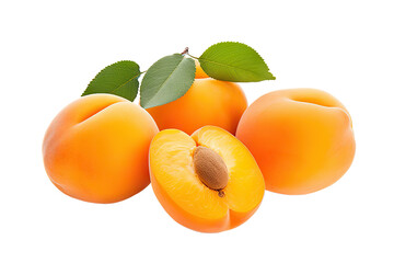 Juicy and Ripe Apricots with Water Droplets Isolated on transparent background