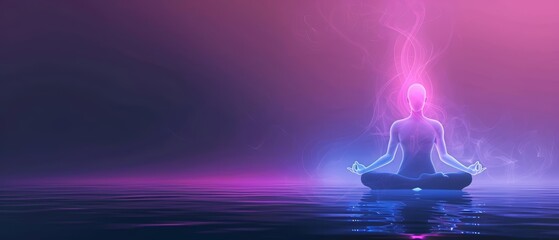 Colorful Glow HUD icon of a serene yoga retreat, emphasizing peace and wellness, showcased in solid color, kawaii template sharpen with copy space