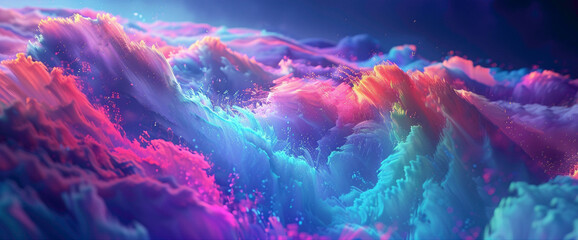 A vibrant cascade of neon hues melding seamlessly, resembling a celestial aurora in motion.