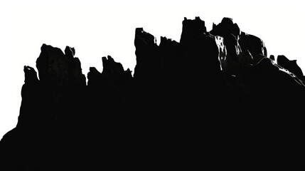 black and white silhouette of a mountain, cutout