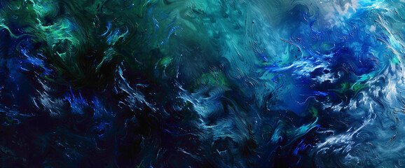 A whirlwind of cobalt blue and emerald green intertwining, evoking the majesty of a storm brewing on the horizon.
