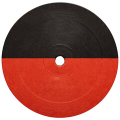 vinyl vintage black and red label, realistic photography isolated png on transparent background for...