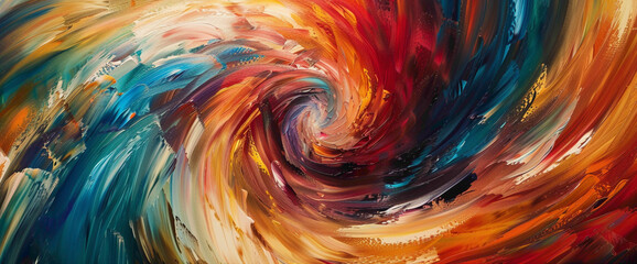 A whirlwind of vibrant colors swirls and eddies, creating a mesmerizing vortex of energy that captivates the eye and draws the viewer into its dynamic embrace.