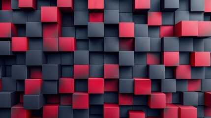 3D background minimalism. A wall with 3D blocks. 3D wallpaper with black cubes. Futuristic concrete background, with copy spase - obrazy, fototapety, plakaty