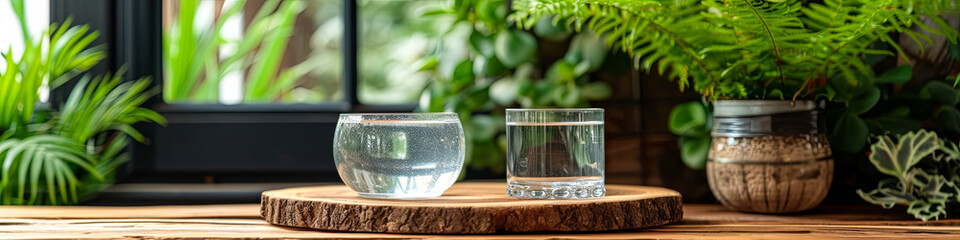 Fresh, clean water fills a glass, epitomizing purity and rejuvenation - obrazy, fototapety, plakaty